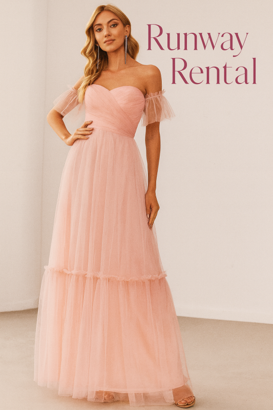 Vestido Evee Pretty color rosado de tul de mangas caídas talla 12 (L)