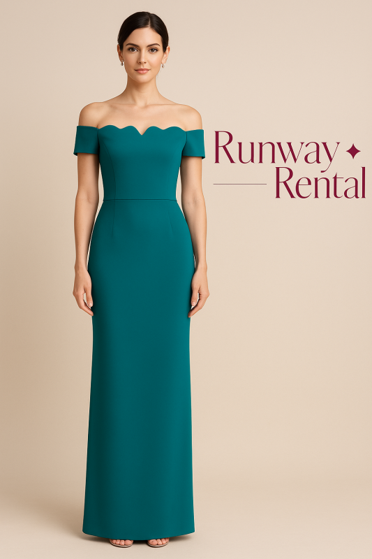 Teal Scallop Gow by Badgley Mischka