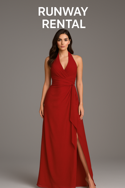 Vestido tipo tubo, plisado en cuello y busto, cuello en V, color corinto.