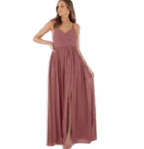 Vestido Azazie color Rosa del desierto de tirantes, escote de la espalda tipo candado