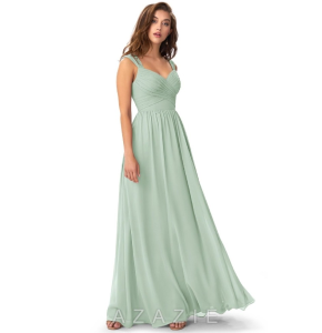 Vestido Verde Grisáceo, estilo romántico y elegante