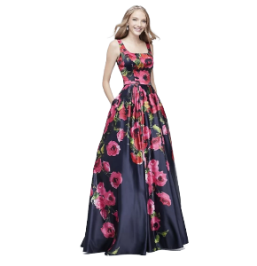 Satin Floral Ball Gown