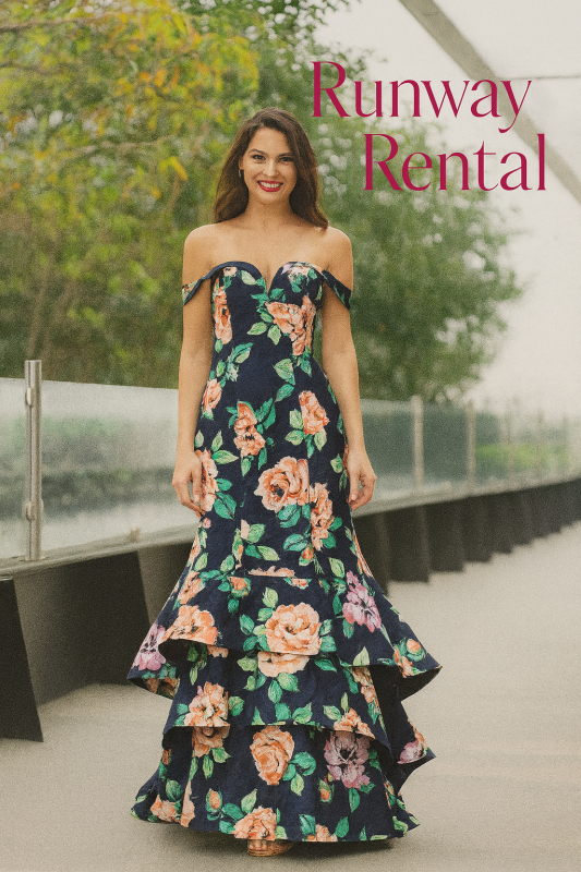 Vestido Sequin Hearts de flores tipo sirena con hombros caídos talla 4 (XS)