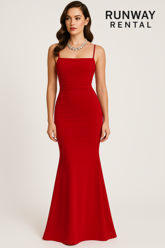 Vestido rojo tipo Sirena, stretch