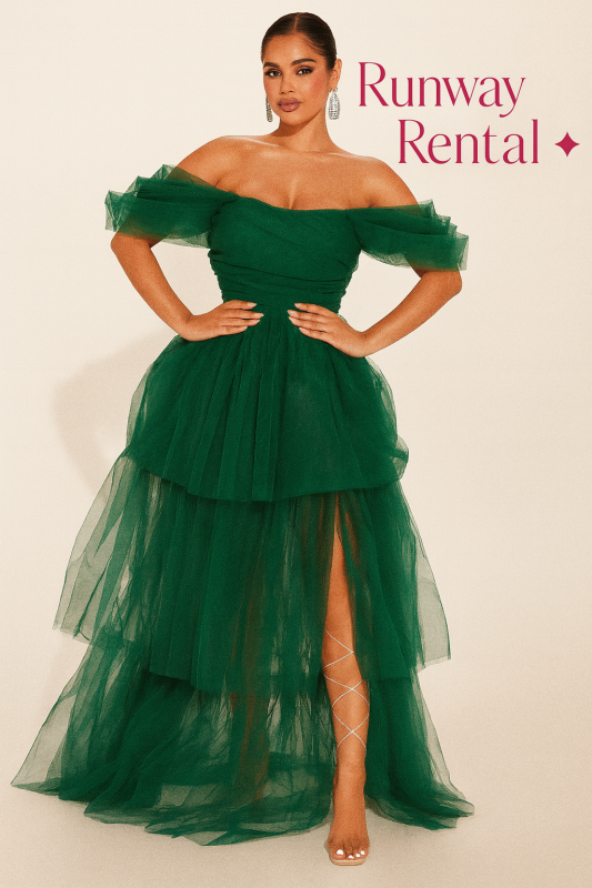 Vestido Fashion Nova color verde de tul Talla 10 (M)