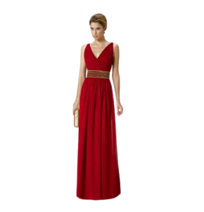Vestido tipo romano, con perlas y canutillos, tipo A, vaporoso Marca Marfil Color Rojo