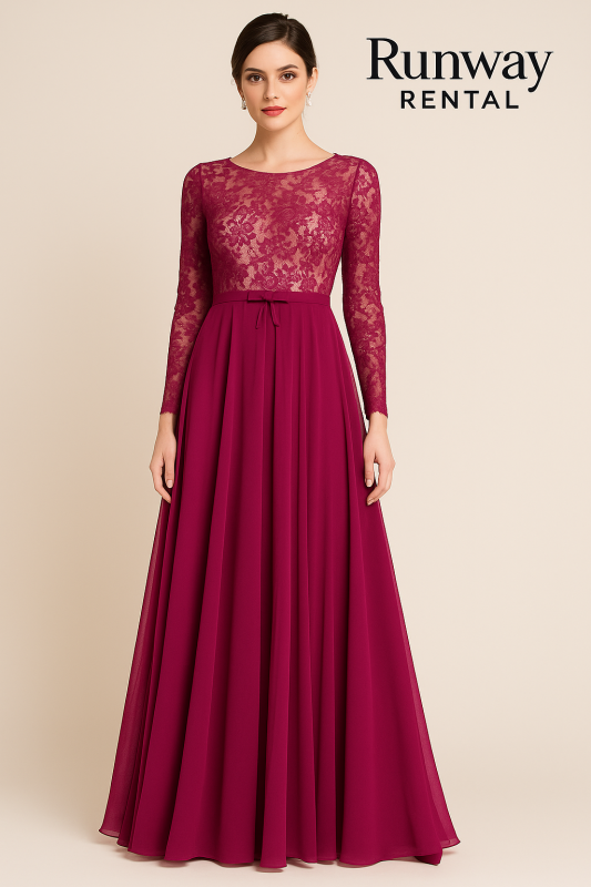Vestidos Morado manga larga de piedras