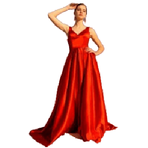 Vestido Hebeos Corte en A-Princesa Sin Mangas de Satín con Escote en V, Cola de BarridoTalla 10 (M)