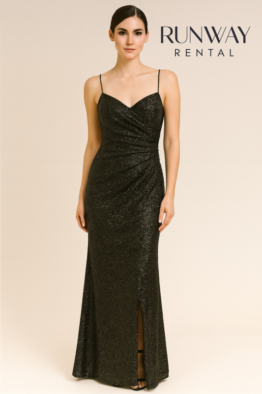 Vestido Sorella Vita color negro tipo sirena de tirantes talla 12 (L)