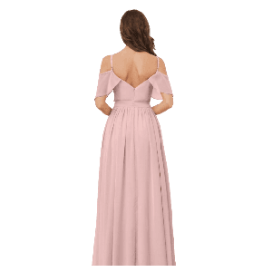 Vestido Christina Wu color rosa nude mangas caidas y tirantes talla 12