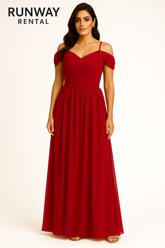 Vestido Corinto con Pliegues maguita corta tipo A