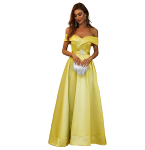 Vestido Amarillo, Tipo A, con abertura enfrente.