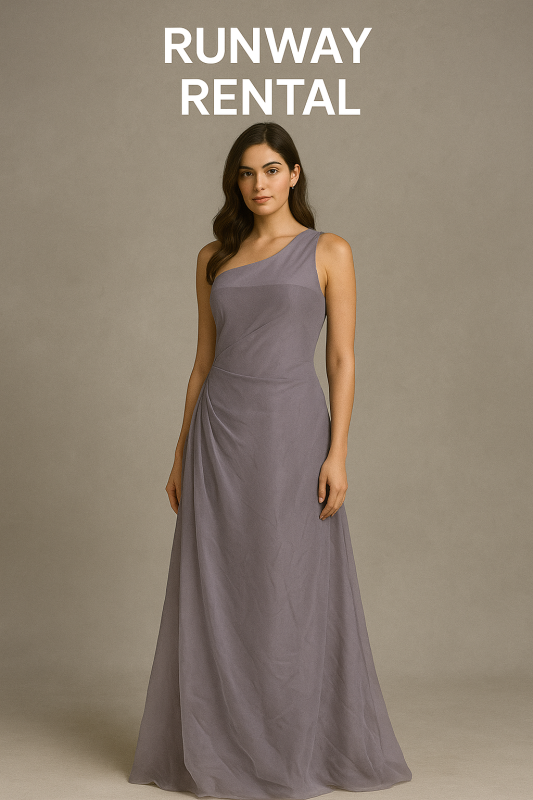 Vestido Lila Sin hombros, hombro afuera